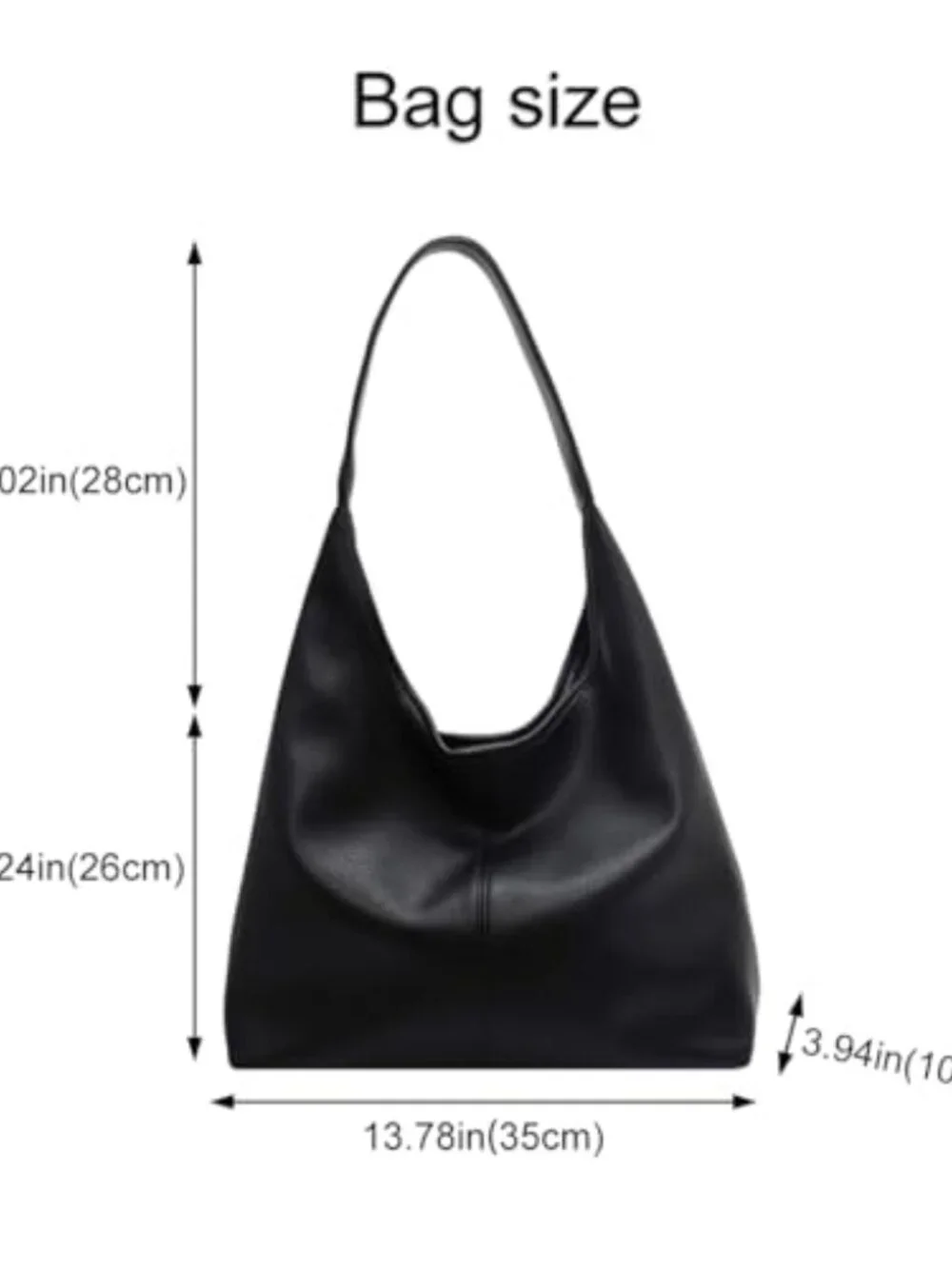 Slouchy Hobo Tote Bag Faux Leather Shoulder Purse 2pcs Work Handbags